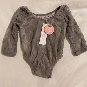 Bailey’s blossoms Lace Leotard Grey NWT